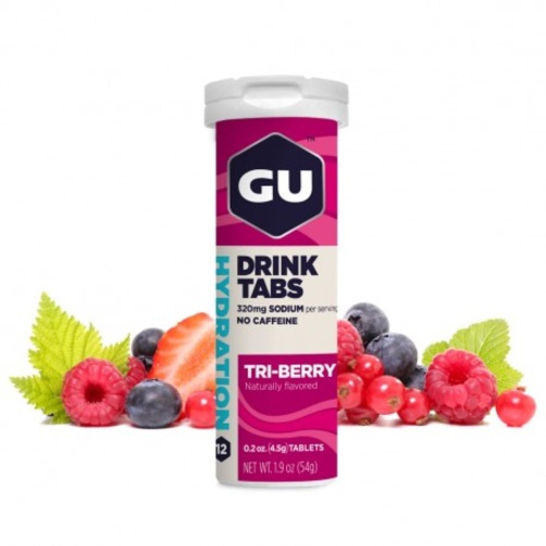 Tubka 12 tabletek nawilżających Gu Energy 3 fruits rouges (x8)