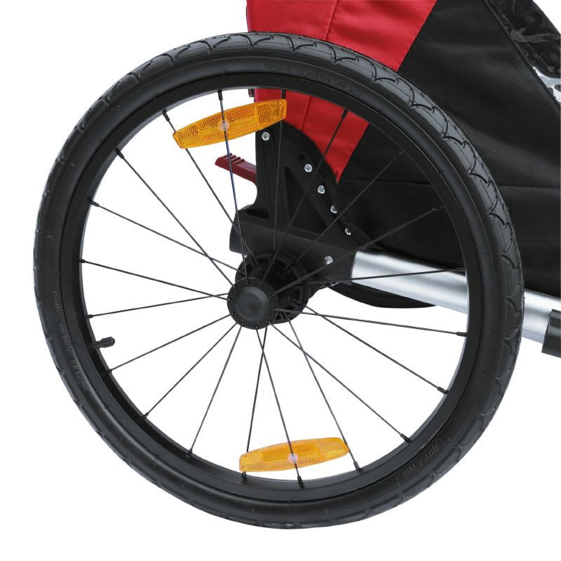 Objęta ochroną 2-osobowa aluminiowa przyczepka rowerowa maxi pushchair z mocowaniem do osi koła - dostarczana z przednim kołem i uchwytem hamulca - składana bez użycia narzędzi P2R 36 Kg