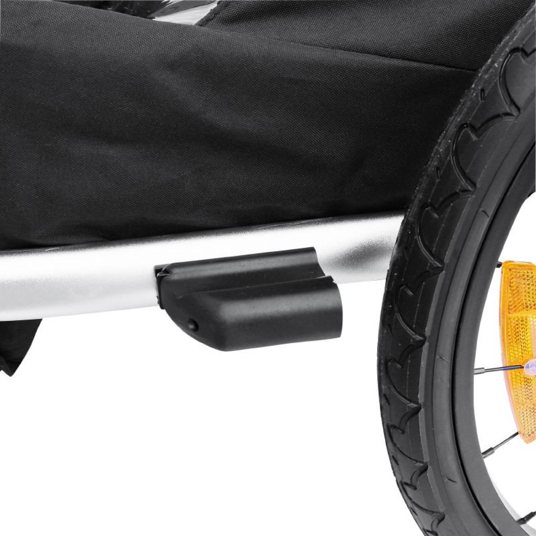 Objęta ochroną 2-osobowa aluminiowa przyczepka rowerowa maxi pushchair z mocowaniem do osi koła - dostarczana z przednim kołem i uchwytem hamulca - składana bez użycia narzędzi P2R 36 Kg